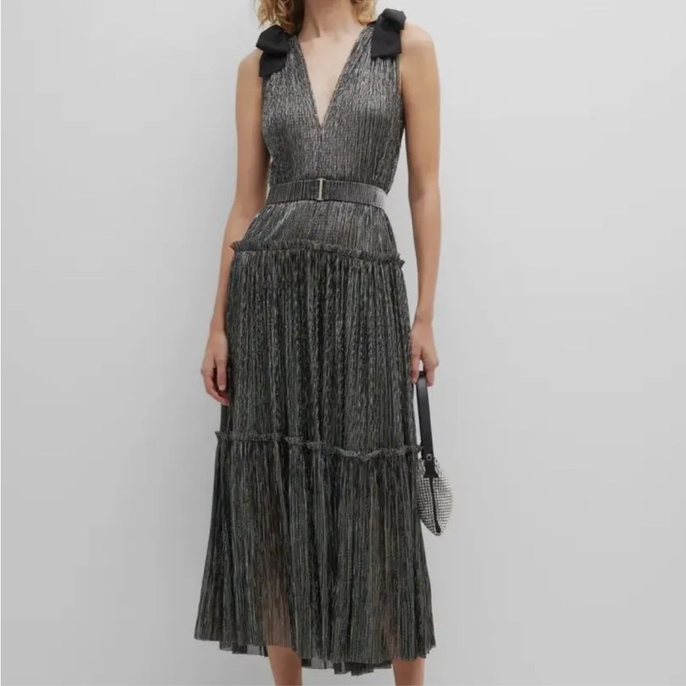 SABINA MUSAYEV Metallic Gold Ray Dress with Bows